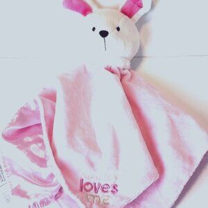 Child of Mine by Carter's pink bunny Lovey Rattle Mommy loves me